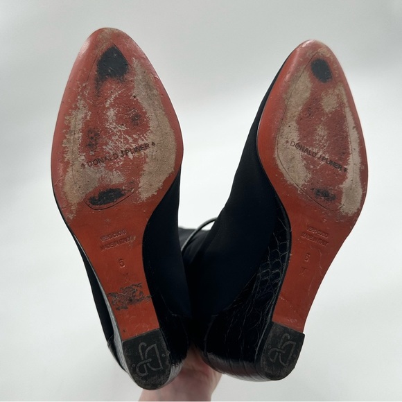 Donald J Pliner Black Tall Wedge Heel Pull On Sock Boots - Picture 9 of 9